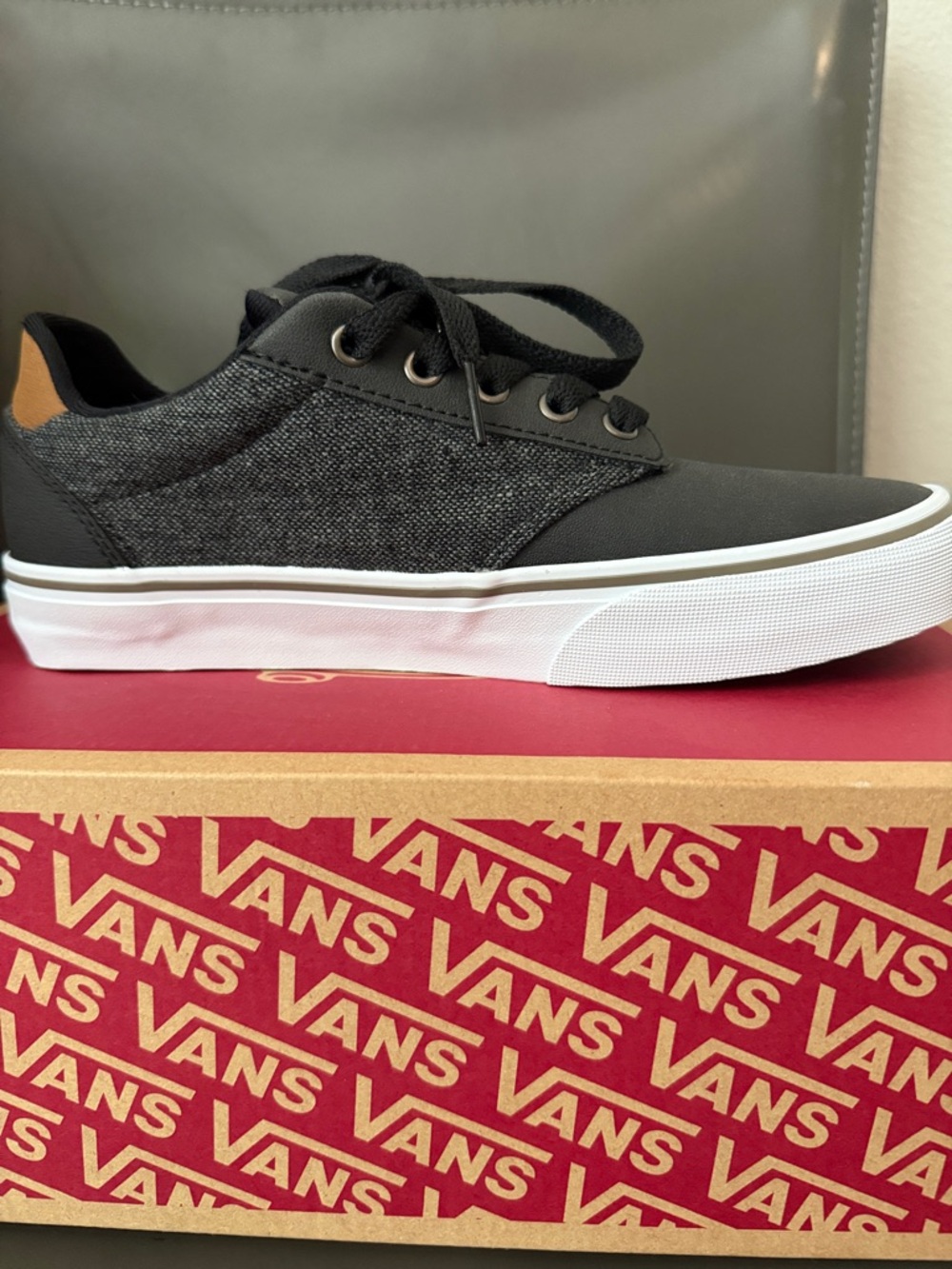 Vans Low Top Black & Tan Detail Canvas Sneakers